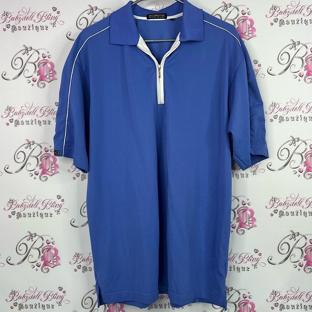 Mike weir shirt collared golf preppy Men's Classic Blue Polo Shirt